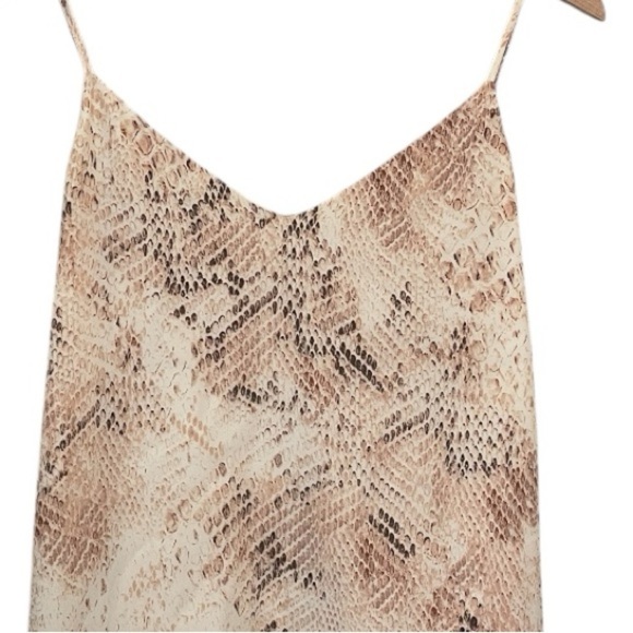 L'AGENCE Jane Blush and Cream Snake Print Camisole, 100% Silk, Size XS - Picture 13 of 14